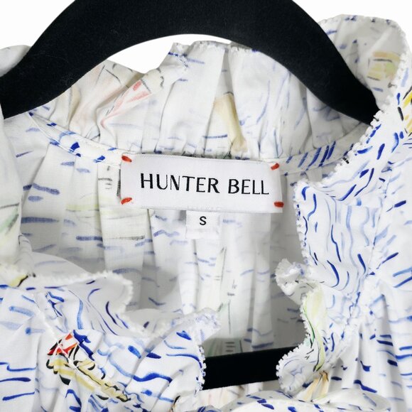 Hunter Bell Merritt Regatta Tiered Mini Dress Nautical Boat Print Size S - Picture 4 of 11